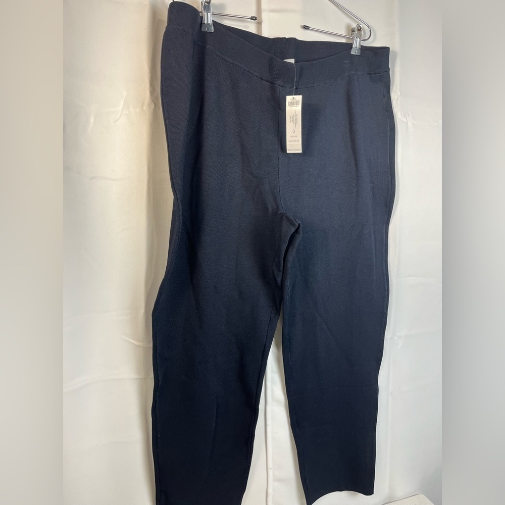 Chicos Travelers Womens Size 3 Crop Pants Pull On Navy Blue NWT